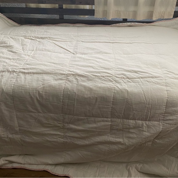 Vintage Floral Pink and Green Wedding Ring Quilt Blanket Grandma Cottagecore - Picture 6 of 8